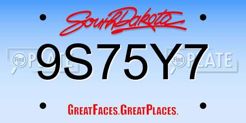 9S75Y7 South Dakota License Plate