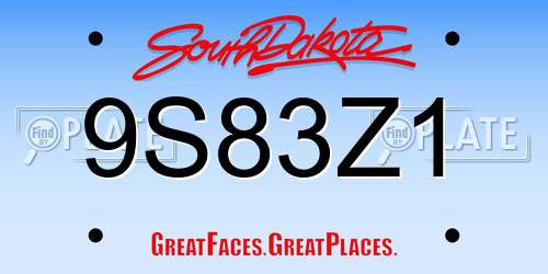 9S83Z1 South Dakota License Plate