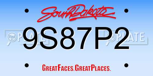 9S87P2 South Dakota License Plate