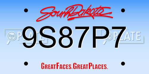 9S87P7 South Dakota License Plate