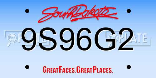 9S96G2 South Dakota License Plate