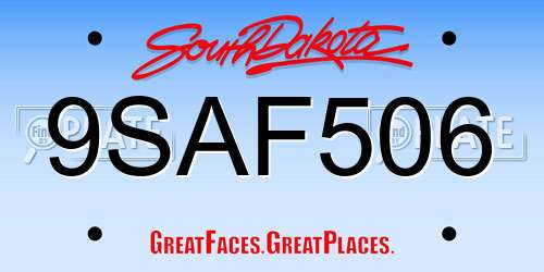 9SAF506 South Dakota License Plate