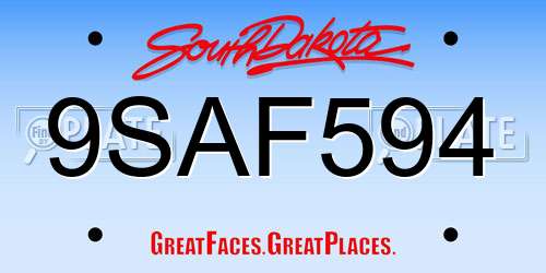 9SAF594 South Dakota License Plate