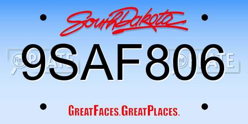 9SAF806 South Dakota License Plate