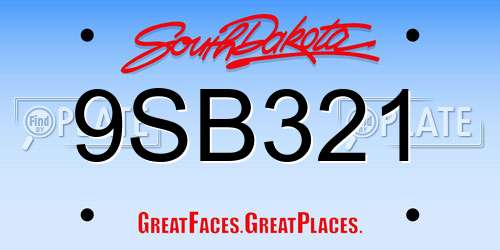 9SB321 South Dakota License Plate