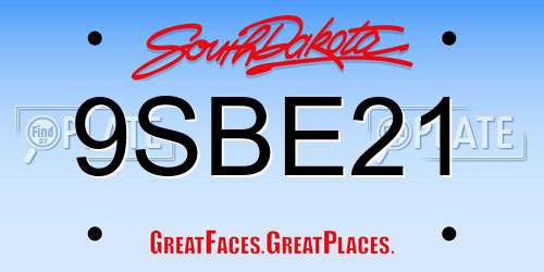 9SBE21 South Dakota License Plate