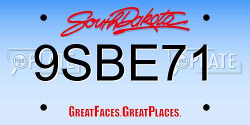 9SBE71 South Dakota License Plate