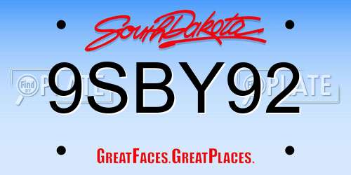 9SBY92 South Dakota License Plate
