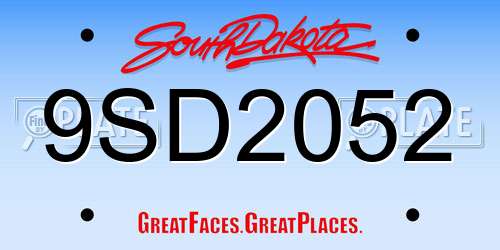 9SD2052 South Dakota License Plate