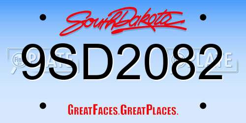 9SD2082 South Dakota License Plate