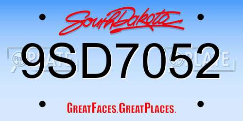 9SD7052 South Dakota License Plate