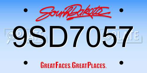 9SD7057 South Dakota License Plate