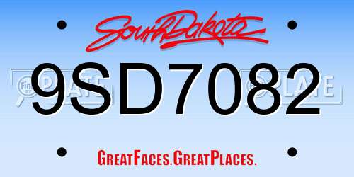 9SD7082 South Dakota License Plate