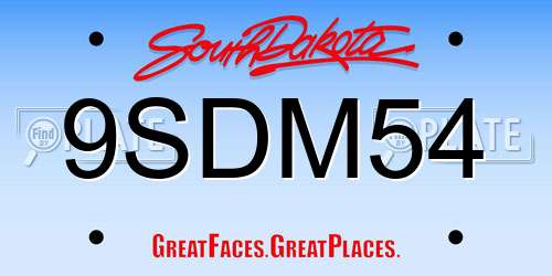 9SDM54 South Dakota License Plate