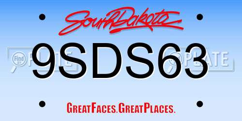 9SDS63 South Dakota License Plate