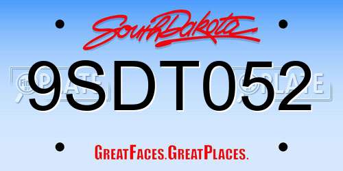 9SDT052 South Dakota License Plate