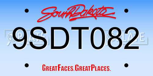 9SDT082 South Dakota License Plate