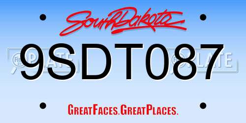 9SDT087 South Dakota License Plate