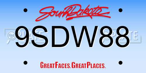 9SDW88 South Dakota License Plate