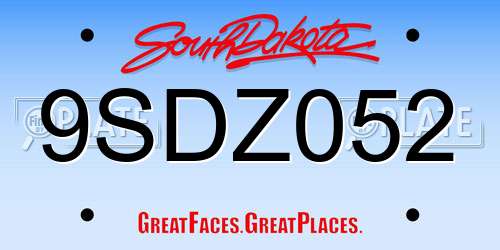 9SDZ052 South Dakota License Plate
