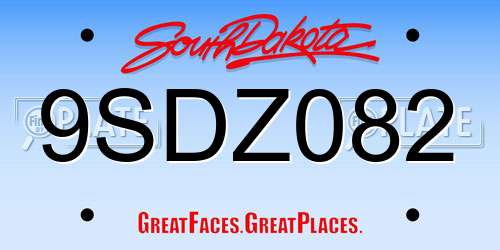 9SDZ082 South Dakota License Plate