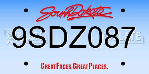 9SDZ087 South Dakota License Plate