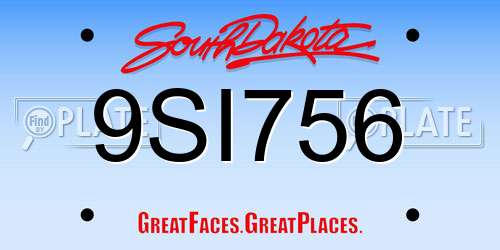 9SI756 South Dakota License Plate