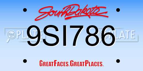 9SI786 South Dakota License Plate