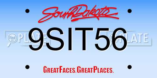 9SIT56 South Dakota License Plate