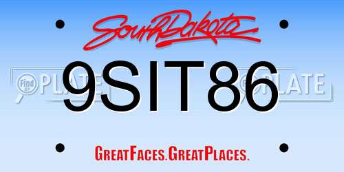 9SIT86 South Dakota License Plate