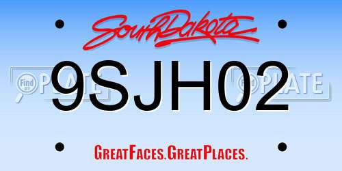 9SJH02 South Dakota License Plate