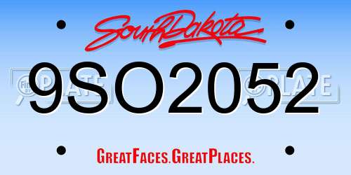 9SO2052 South Dakota License Plate