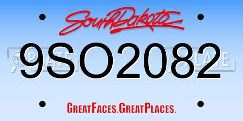 9SO2082 South Dakota License Plate