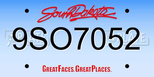 9SO7052 South Dakota License Plate