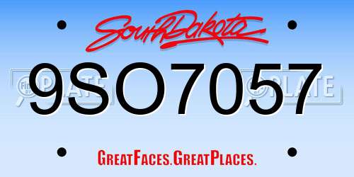 9SO7057 South Dakota License Plate
