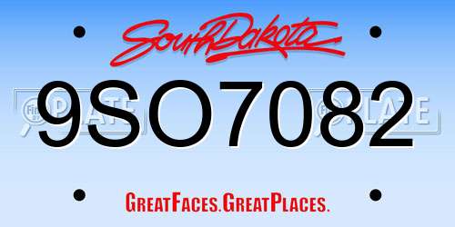 9SO7082 South Dakota License Plate
