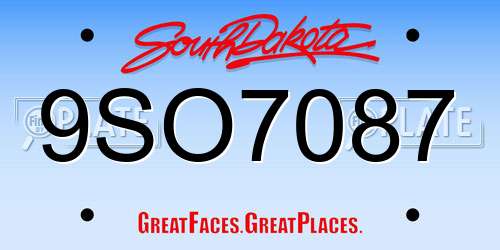 9SO7087 South Dakota License Plate