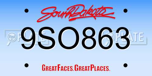 9SO863 South Dakota License Plate
