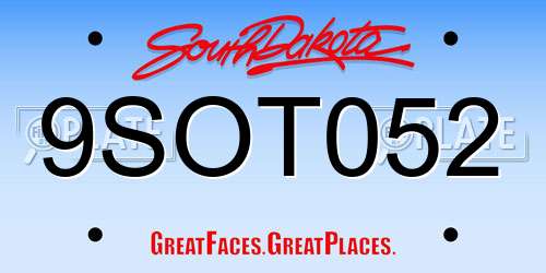 9SOT052 South Dakota License Plate