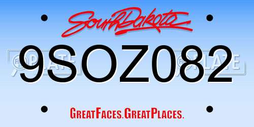 9SOZ082 South Dakota License Plate