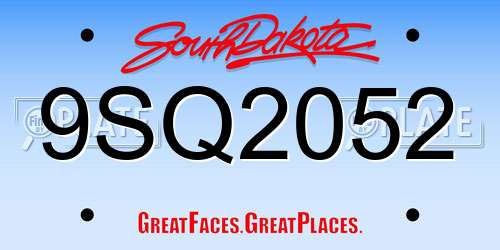 9SQ2052 South Dakota License Plate