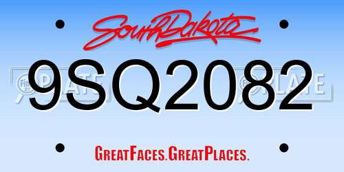 9SQ2082 South Dakota License Plate