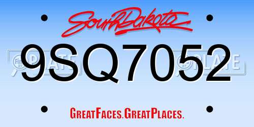 9SQ7052 South Dakota License Plate