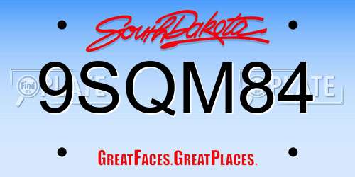 9SQM84 South Dakota License Plate