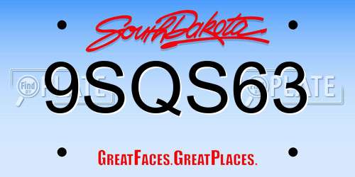 9SQS63 South Dakota License Plate