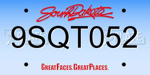 9SQT052 South Dakota License Plate