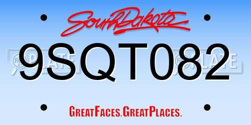9SQT082 South Dakota License Plate
