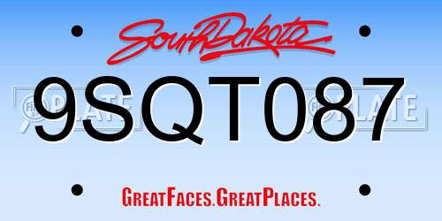 9SQT087 South Dakota License Plate