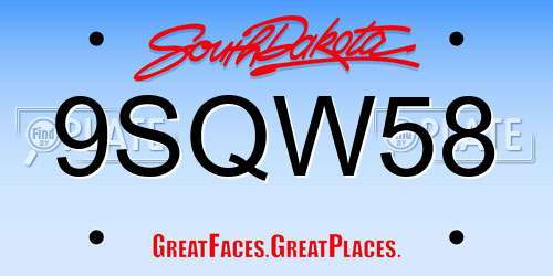 9SQW58 South Dakota License Plate