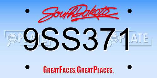 9SS371 South Dakota License Plate